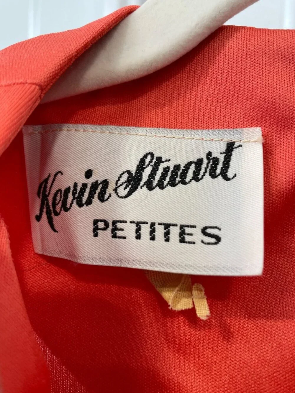 Vintage 70s Kevin Stuart Dress Size 6 Pleated Midi Tie Waist Long Sleeve Orange
